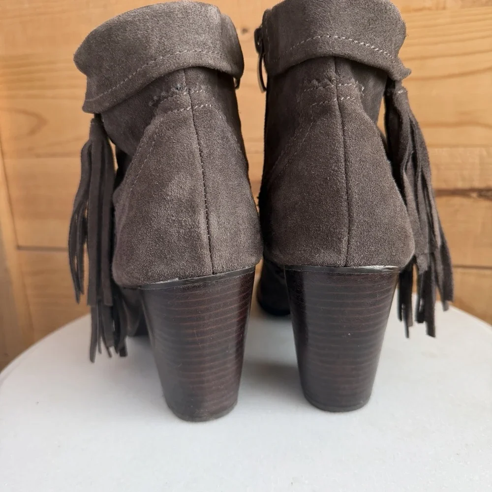 Sbicca Vintage Collection Boots Booties Grey Leather Block Heel‎ 10 Western Boho